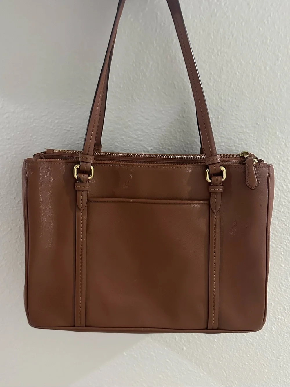 Coach Leather Shoulder Tote with Gold Toned Hardware